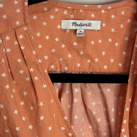 Madewell Star Print Wrap Top M Orig Retail $79.50 Long Sleeve Tie Waist - Picture 2 of 5